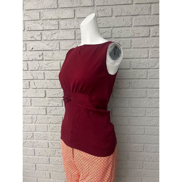 Ann Taylor Women Burgundy Sleeveless Knit Top Size M - Picture 4 of 7